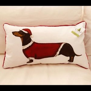 NWT **FEATHER FILLED** DACHSHUND CHRISTMAS PILLOW